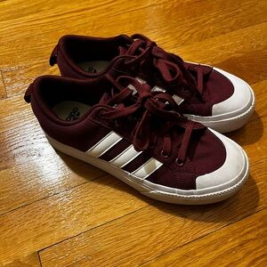 Adidas Maroon and White Sneakers
